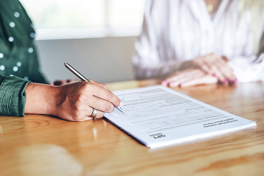 person filling out form