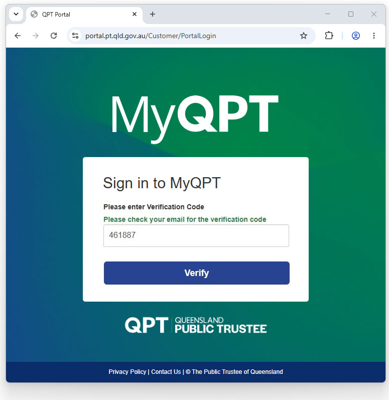 Verify screen