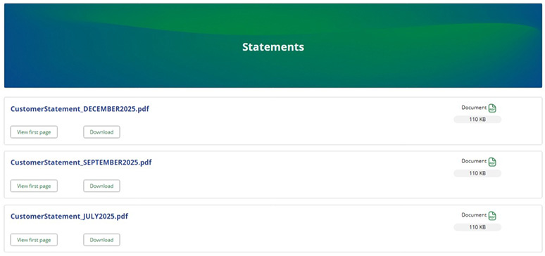 Screen Statements Page